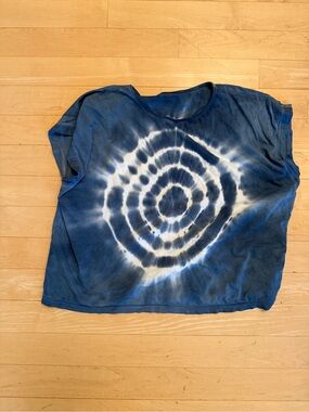 Madewell Blue and White Tie-Dye Cap Sleeve Cotton Tee